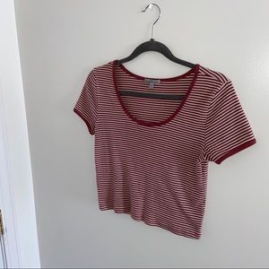 Striped Scoop Neck Crop Top